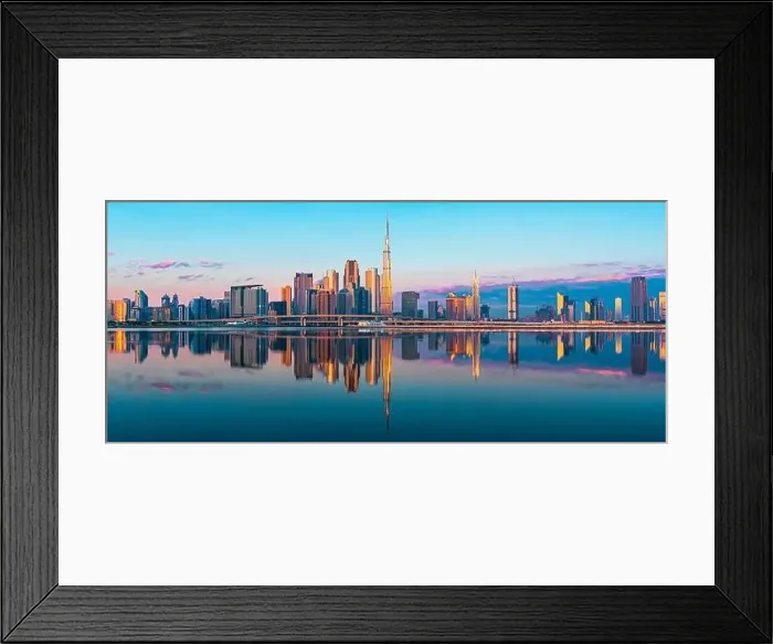 Framed Print : Dubai city center view at sunrise, United Arab Emirate Framed Print : Dubai city center view at sunrise, United Arab Emirate