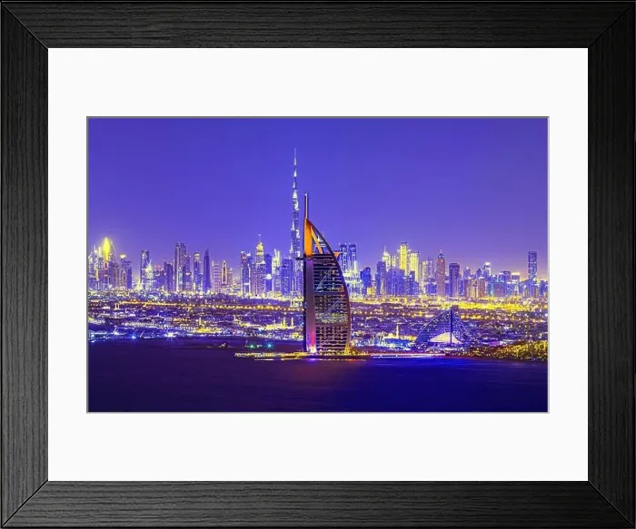 Framed Print : Dubai city center view at sunrise, United Arab Emirate Framed Print : Dubai city center view at sunrise, United Arab Emirate