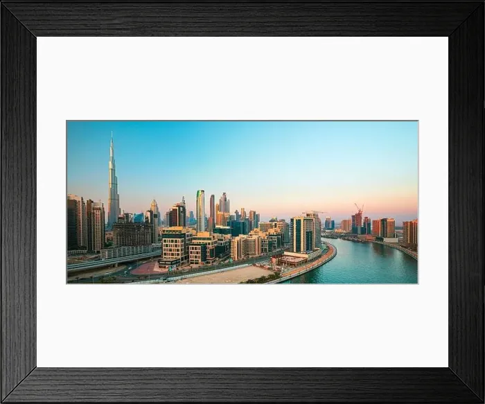 Framed Print : Dubai city center view at sunrise, United Arab Emirate