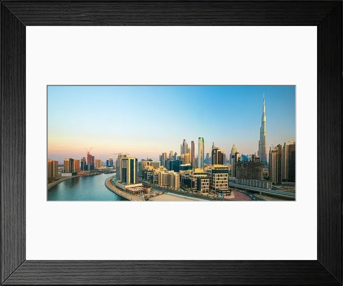 Framed Print : Dubai city center view at sunrise, United Arab Emirate Framed Print : Dubai city center view at sunrise, United Arab Emirate