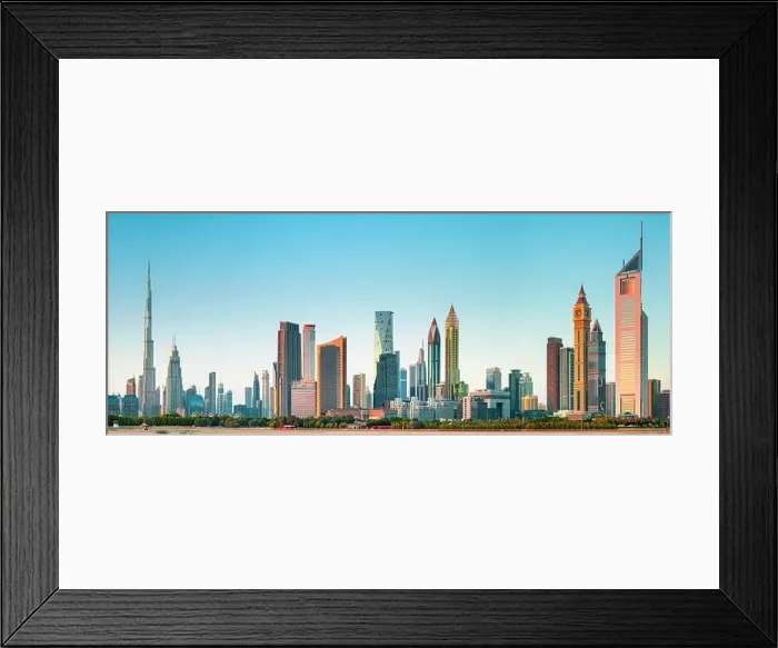 Framed Print : Dubai city center view at sunrise, United Arab Emirate Framed Print : Dubai city center view at sunrise, United Arab Emirate