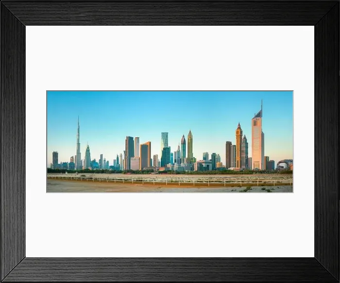 Framed Print : Dubai city center view at sunrise, United Arab Emirate Framed Print : Dubai city center view at sunrise, United Arab Emirate