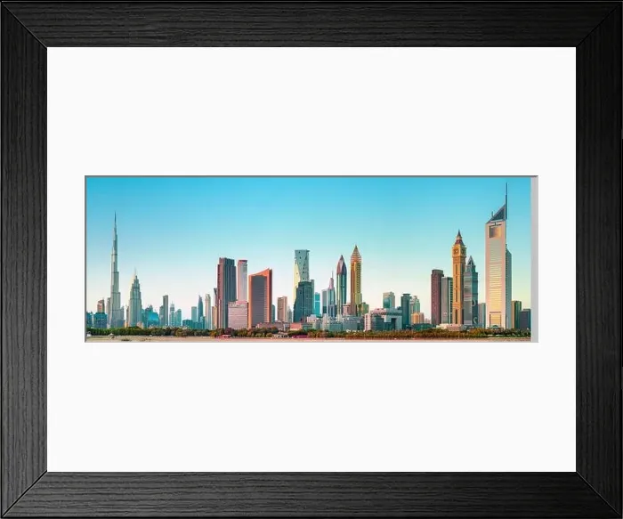 Framed Print : Dubai city center view at sunrise, United Arab Emirate Framed Print : Dubai city center view at sunrise, United Arab Emirate