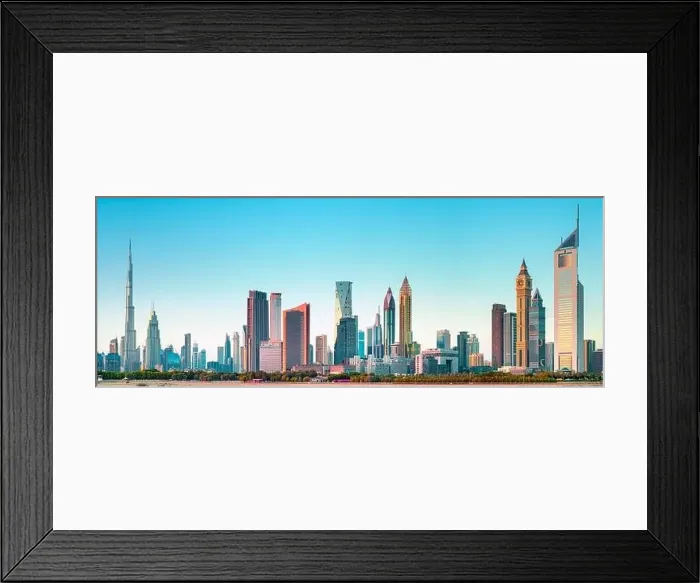 Framed Print : Dubai city center view at sunrise, United Arab Emirate Framed Print : Dubai city center view at sunrise, United Arab Emirate