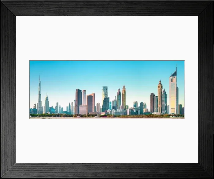 Framed Print : Dubai city center view at sunrise, United Arab Emirate Framed Print : Dubai city center view at sunrise, United Arab Emirate