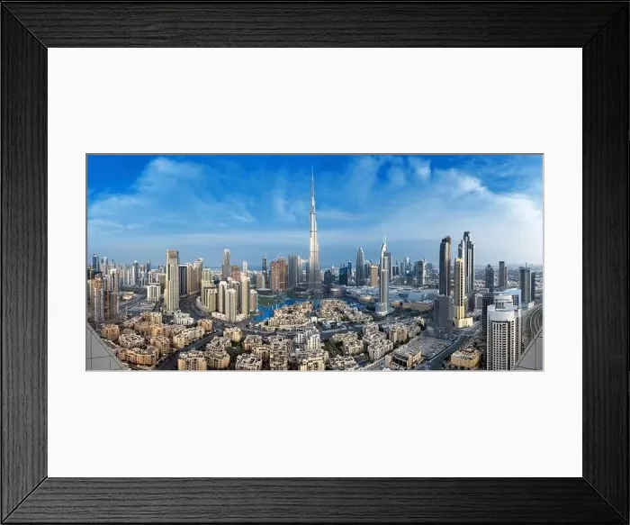 Framed Print : Dubai city center view at sunrise, United Arab Emirate Framed Print : Dubai city center view at sunrise, United Arab Emirate