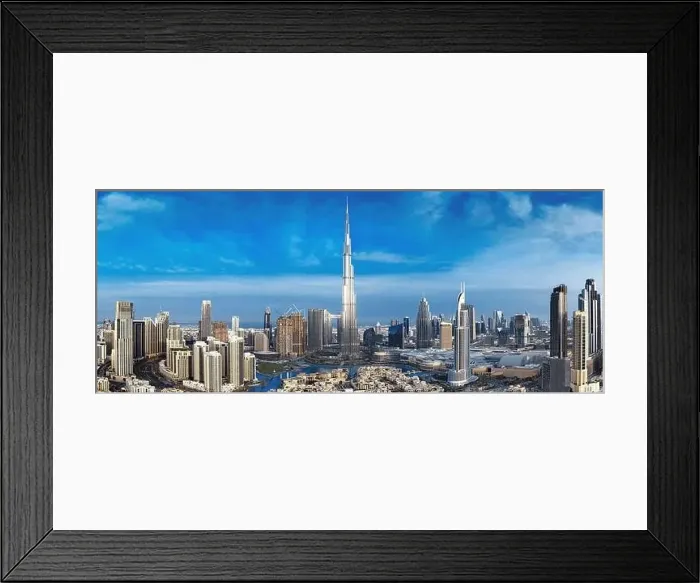 Framed Print : Dubai city center view at sunrise, United Arab Emirate Framed Print : Dubai city center view at sunrise, United Arab Emirate
