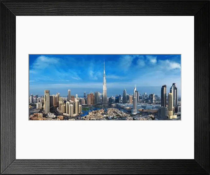 Framed Print : Dubai city center view at sunrise, United Arab Emirate Framed Print : Dubai city center view at sunrise, United Arab Emirate