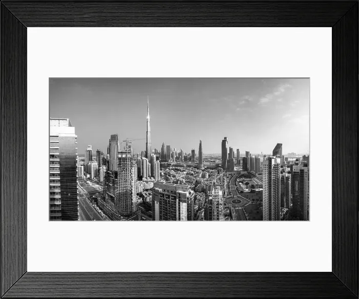 Framed Print : Dubai city center view at sunrise, United Arab Emirate Framed Print : Dubai city center view at sunrise, United Arab Emirate