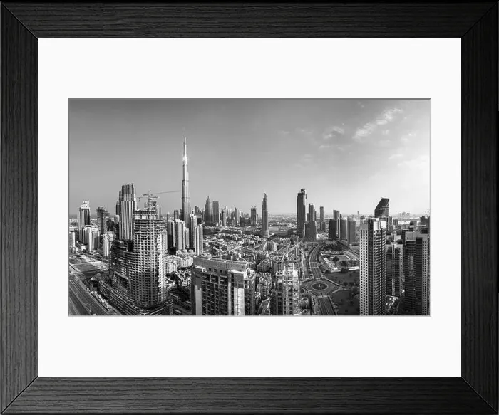 Framed Print : Dubai city center view at sunrise, United Arab Emirate Framed Print : Dubai city center view at sunrise, United Arab Emirate