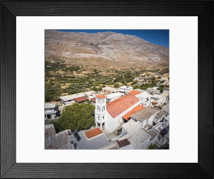 Framed Print : Akoumia Crete village aerial view. Traditional village on Crere, Greece Framed Print : Akoumia Crete village aerial view. Traditional village on Crere, Greece