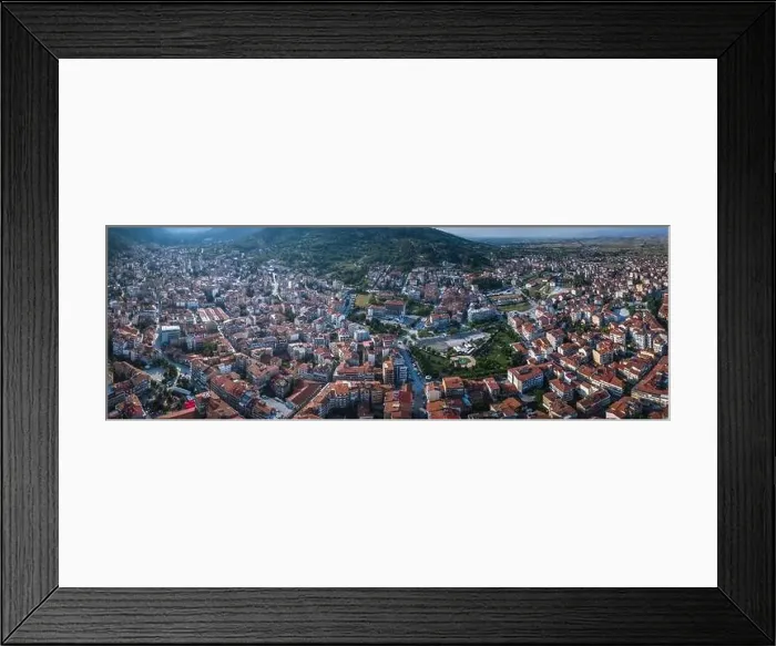 Framed Print : Aerial panoramic view of Florina city in northern Greece Framed Print : Aerial panoramic view of Florina city in northern Greece