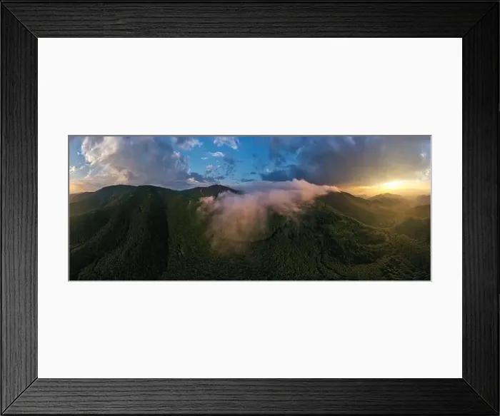 Framed Print : Mountains background, foggy sunrise near Florina, Greece Framed Print : Mountains background, foggy sunrise near Florina, Greece
