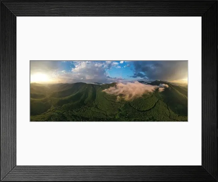 Framed Print : Mountains background, foggy sunrise near Florina, Greece Framed Print : Mountains background, foggy sunrise near Florina, Greece