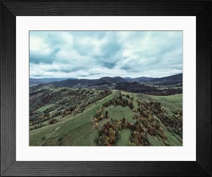 Framed Print : Landscape of beautiful evening autumn mountains after sunset Framed Print : Landscape of beautiful evening autumn mountains after sunset