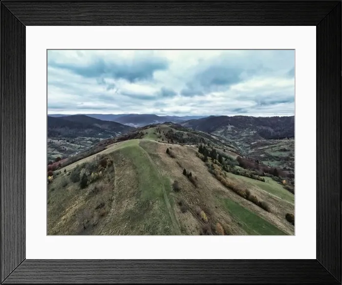 Framed Print : Landscape of beautiful evening autumn mountains after sunset Framed Print : Landscape of beautiful evening autumn mountains after sunset