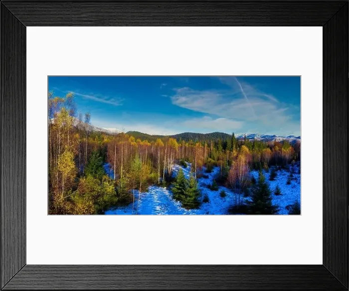 Framed Print : Picturesque mountain landscapes of autumn with snow near the village of Dzembronya in Ukraine Carpathians mountains Framed Print : Picturesque mountain landscapes of autumn with snow near the village of Dzembronya in Ukraine Carpathians mountains