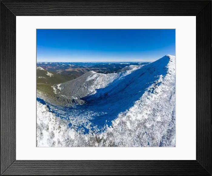 Framed Print : Wonderful landscapes covered with the first snow with large rocky ledges of the Carpathian Mountains Framed Print : Wonderful landscapes covered with the first snow with large rocky ledges of the Carpathian Mountains