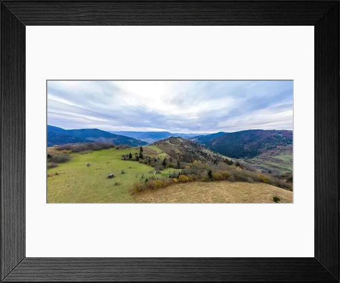 Framed Print : Landscape of beautiful evening autumn mountains after sunset Framed Print : Landscape of beautiful evening autumn mountains after sunset