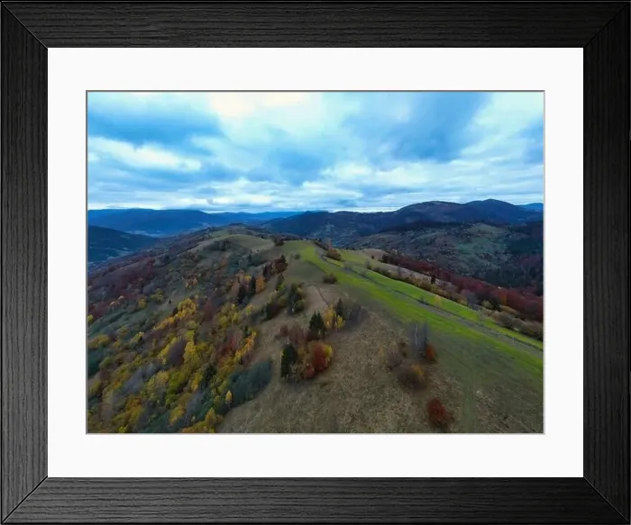 Framed Print : Landscape of beautiful evening autumn mountains after sunset Framed Print : Landscape of beautiful evening autumn mountains after sunset
