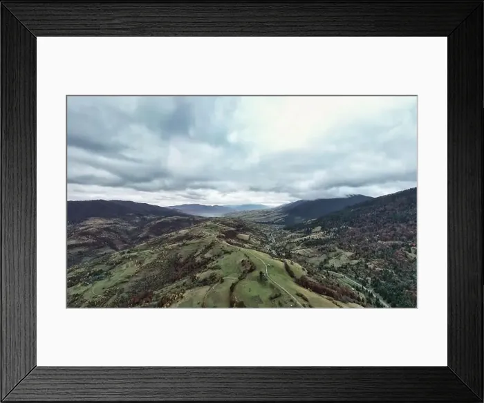 Framed Print : Landscape of beautiful evening autumn mountains after sunset Framed Print : Landscape of beautiful evening autumn mountains after sunset