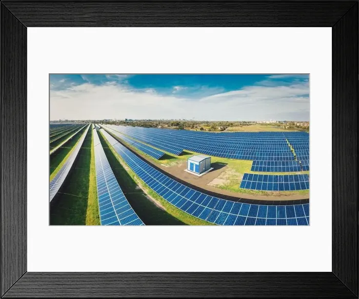 Framed Print : Huge solar power plant to use solar energy in a picturesque green field in Ukraine. Aerial panoramic drone shot Framed Print : Huge solar power plant to use solar energy in a picturesque green field in Ukraine. Aerial panoramic drone shot