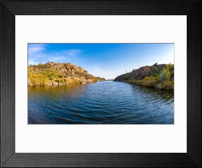 Framed Print : A stream flowing among huge stones covered with small dry plants in the warm evening light in picturesque Ukraine Framed Print : A stream flowing among huge stones covered with small dry plants in the warm evening light in picturesque Ukraine