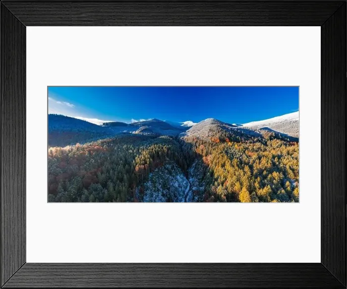 Framed Print : Picturesque mountain landscapes of autumn with snow near the village of Dzembronya in Ukraine Carpathians mountains Framed Print : Picturesque mountain landscapes of autumn with snow near the village of Dzembronya in Ukraine Carpathians mountains