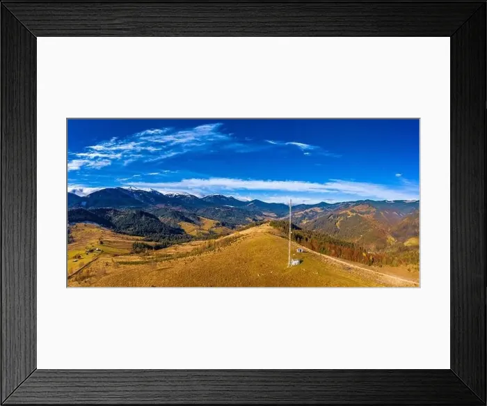 Framed Print : Beautiful winter nature aerial in the Carpathian Mountains, inspiration landscape realtime. Aerial panoramic drone shot Framed Print : Beautiful winter nature aerial in the Carpathian Mountains, inspiration landscape realtime. Aerial panoramic drone shot