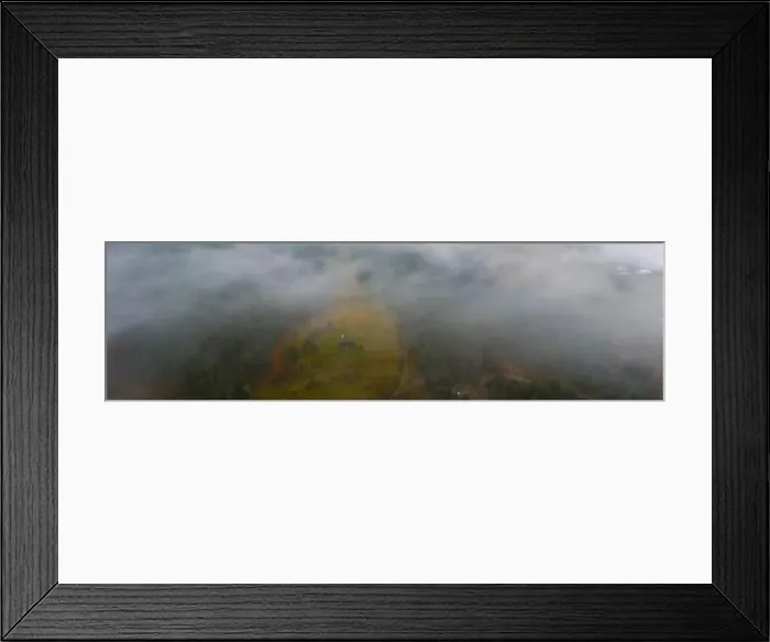 Framed Print : Rainy foggy and gray weather in the mountain valley of the Carpathians in Ukraine in small village Aerial panoramic Framed Print : Rainy foggy and gray weather in the mountain valley of the Carpathians in Ukraine in small village Aerial panoramic