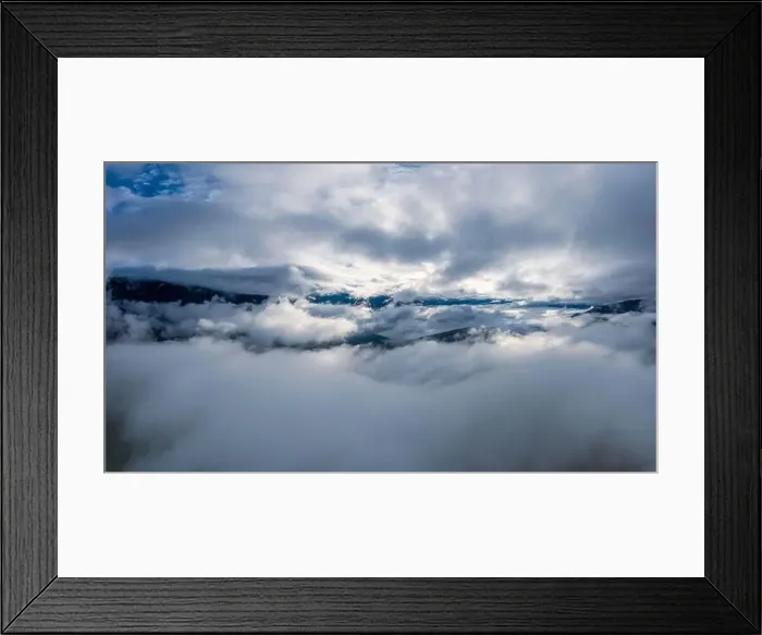 Framed Print : Autumn flight through blue sky in Carpatian autumn mountains, Aerial panoramic drone shot Framed Print : Autumn flight through blue sky in Carpatian autumn mountains, Aerial panoramic drone shot