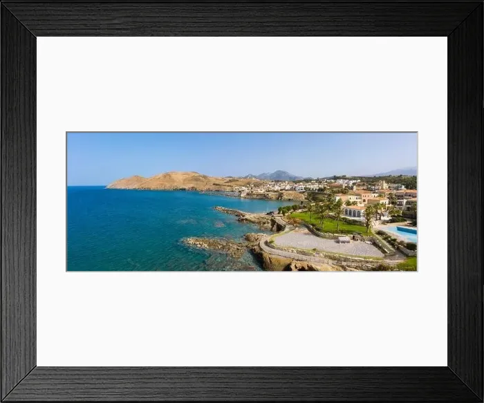 Framed Print : Aerial panoramic coastal view of Panormas, Rethymno, Crete, Greece Framed Print : Aerial panoramic coastal view of Panormas, Rethymno, Crete, Greece