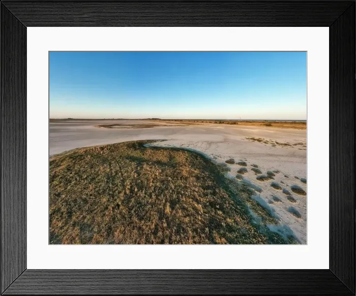 Framed Print : Sandy swamp near a beautiful lake, top view, drone camera Framed Print : Sandy swamp near a beautiful lake, top view, drone camera