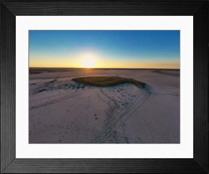 Framed Print : Sandy swamp near a beautiful lake, top view, drone camera Framed Print : Sandy swamp near a beautiful lake, top view, drone camera