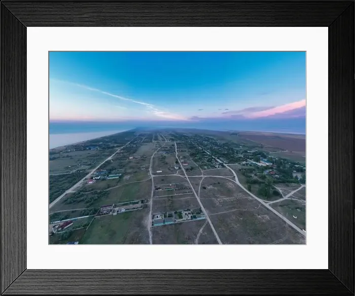 Framed Print : Tidy and small houses in sandy streets. Beautiful and peaceful village Strilkove in the morning light Framed Print : Tidy and small houses in sandy streets. Beautiful and peaceful village Strilkove in the morning light