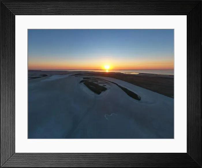 Framed Print : Sandy swamp near a beautiful lake, top view, drone camera Framed Print : Sandy swamp near a beautiful lake, top view, drone camera