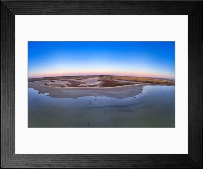 Framed Print : Unusual islands on a brilliant lake, top view, drone camera