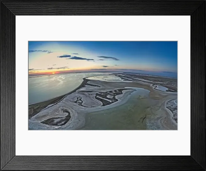 Framed Print : Unusual islands on a brilliant lake, top view, drone camera