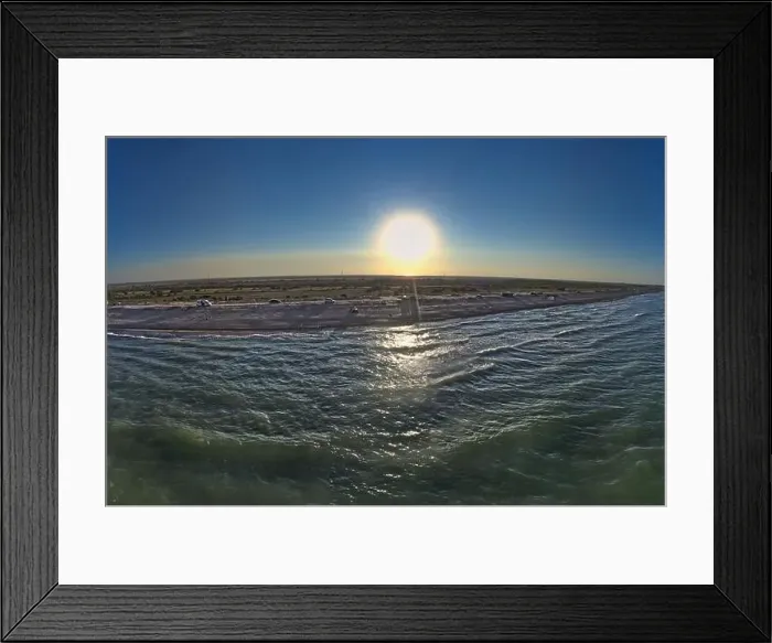 Framed Print : The edge of the sea in the evening sun. Camping beach. Drone shot 4K Framed Print : The edge of the sea in the evening sun. Camping beach. Drone shot 4K