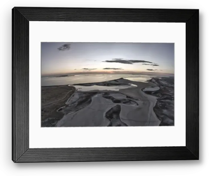 Framed Print : Unusual islands on a brilliant lake, top view, drone camera