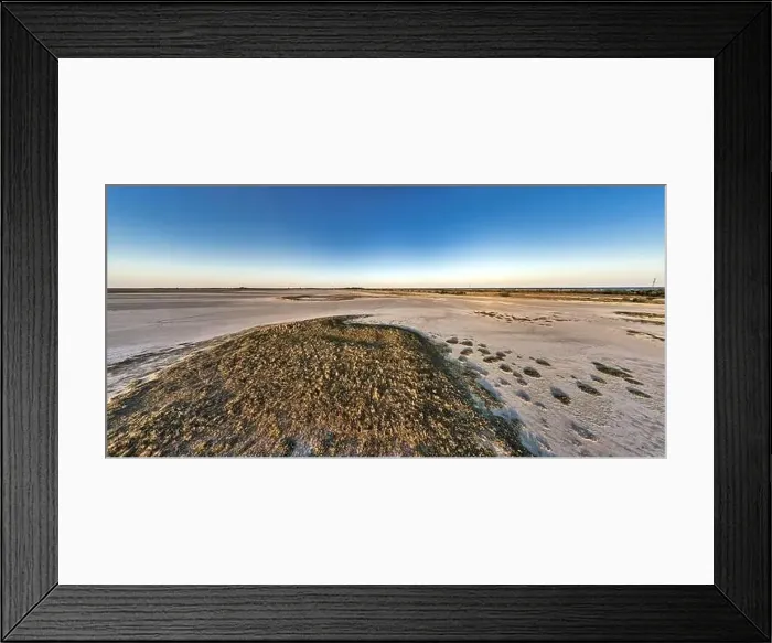 Framed Print : Top view of a sandy swamp with large patches of grass and bushes Framed Print : Top view of a sandy swamp with large patches of grass and bushes
