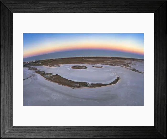 Framed Print : Sandy swamp near a beautiful lake, top view, drone camera Framed Print : Sandy swamp near a beautiful lake, top view, drone camera