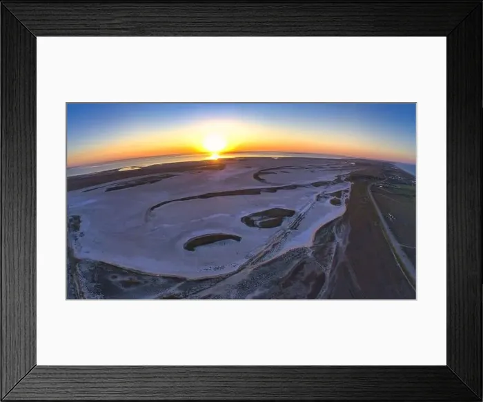 Framed Print : Sandy swamp near a beautiful lake, top view, drone camera Framed Print : Sandy swamp near a beautiful lake, top view, drone camera