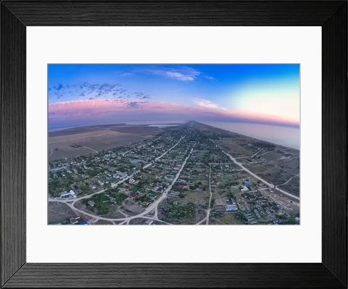 Framed Print : Tidy and small houses in sandy streets. Beautiful and peaceful village Strilkove in the morning light Framed Print : Tidy and small houses in sandy streets. Beautiful and peaceful village Strilkove in the morning light
