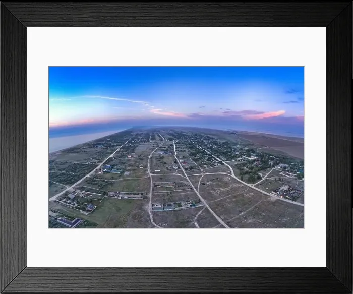 Framed Print : Tidy and small houses in sandy streets. Beautiful and peaceful village Strilkove in the morning light Framed Print : Tidy and small houses in sandy streets. Beautiful and peaceful village Strilkove in the morning light