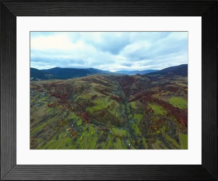 Framed Print : Landscape of beautiful evening autumn mountains after sunset Framed Print : Landscape of beautiful evening autumn mountains after sunset