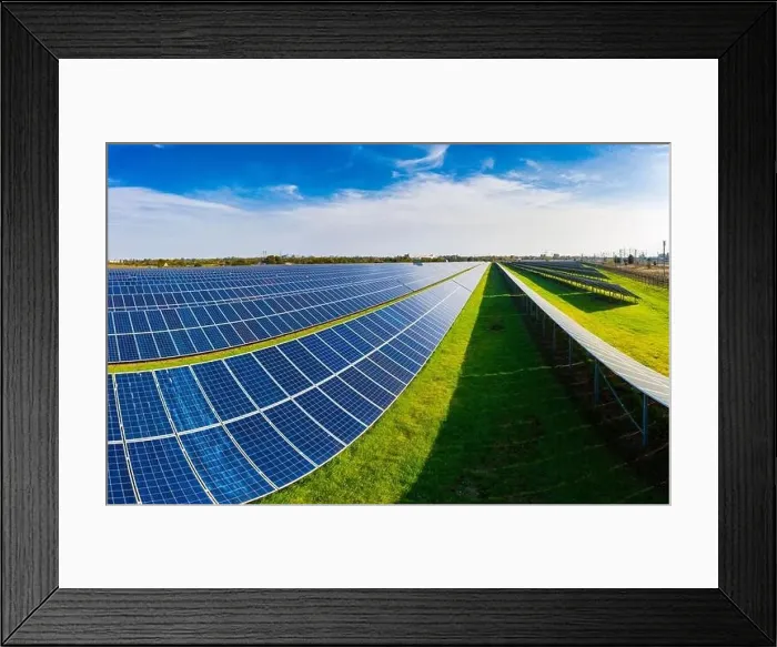 Framed Print : Huge solar power plant to use solar energy in a picturesque green field in Ukraine. Aerial panoramic drone shot Framed Print : Huge solar power plant to use solar energy in a picturesque green field in Ukraine. Aerial panoramic drone shot