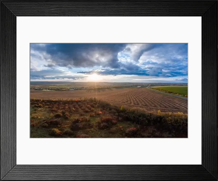 Framed Print : Flying over a field of growing wheat. Aerial panoramic drone shot Framed Print : Flying over a field of growing wheat. Aerial panoramic drone shot