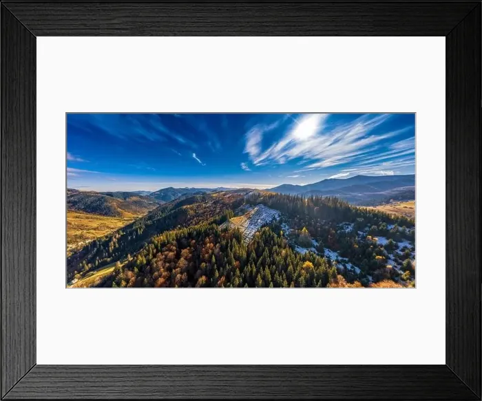 Framed Print : Small village in a mountain valley of the Carpathian Mountains on an autumn day in Ukraine in the village of Dzembronya Framed Print : Small village in a mountain valley of the Carpathian Mountains on an autumn day in Ukraine in the village of Dzembronya