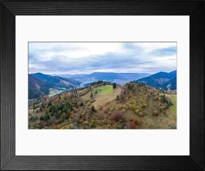 Framed Print : Landscape of beautiful evening autumn mountains after sunset Framed Print : Landscape of beautiful evening autumn mountains after sunset